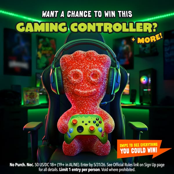 This image ad promotes a chance to win a gaming controller and more by entering a sweepstakes. The visual features a Sou