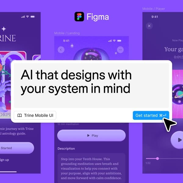 This ad is promoting Figma, a design software with a new AI feature that designs with your system in mind. The ad shows 