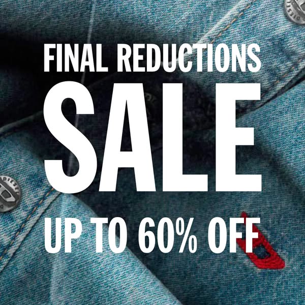 This image advertises a final reduction sale with up to 60% off.
