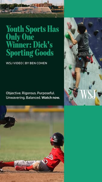This ad features the Wall Street Journal with a focus on Dick's Sporting Goods. The visuals used include children pa