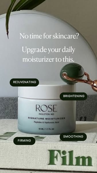 This ad promotes ROSE Ingleton MD Signature Moisturizer as a way to upgrade your skincare routine when you have little t