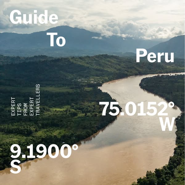 This ad promotes a travel guide to Peru, highlighting expert tips from experienced travelers. The visual features a scen