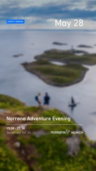 This ad promotes the Norrøna Adventure Evening event in Munich on May 28th. It provides the time, date, location and bra