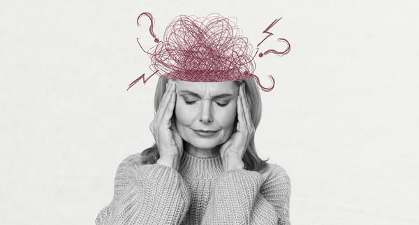 The ad is for a product that helps relieve tension headaches and migraines. The ad visually and conceptually suggests th