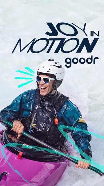 This ad features a kayaker wearing Goodr sunglasses while navigating rapids. The ad highlights the brand's focus on 