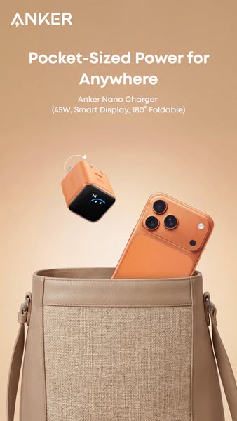 This image ad showcases the Anker Nano Charger as a pocket-sized power solution designed for portability and convenience