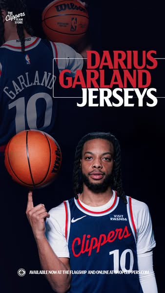 This ad is promoting Darius Garland jerseys for the Clippers team. It features an image of a basketball player, presumab