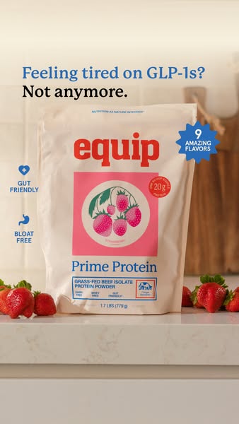 This ad is for Equip Prime Protein powder. The ad highlights that Equip protein powder can help people who are feeling t