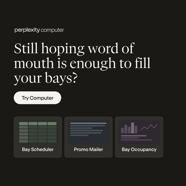 This ad for Perplexity Computer questions whether word of mouth marketing is sufficient to fill "your bays." I