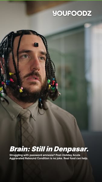 This ad by Youfoodz humorously addresses post-holiday brain fog, suggesting their real food can help with password amnes