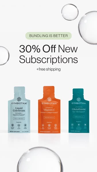This ad features three Cybiotika supplements with an offer for 30% off new subscriptions, with free shipping. Each of th