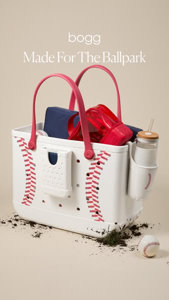 This image ad features the Bogg Bag, a tote bag in the style of a baseball, to promote its ability to function as a game
