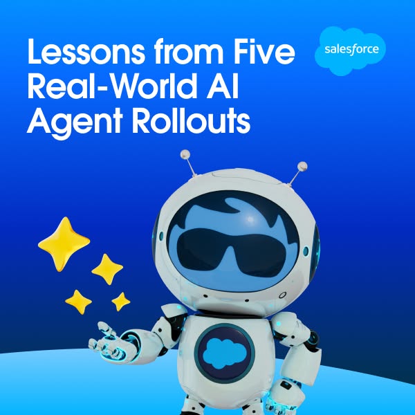 This ad features a cartoon robot and promotes lessons from real-world AI agent rollouts. The ad is designed to be visual