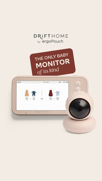 This ad showcases the DriftHome baby monitor by ergoPouch. The ad highlights the product's unique ability to monitor