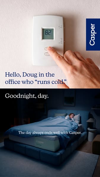 This ad highlights the comfort that Casper mattresses can provide for people who get cold easily.