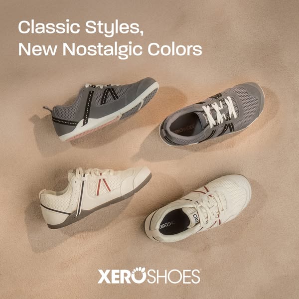 A flatlay image highlighting two different styles of athletic shoes in classic styles and new nostalgic colors.