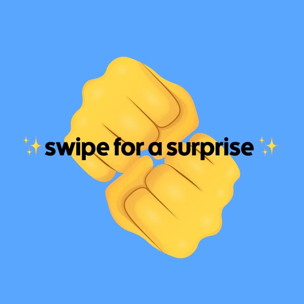 This image ad contains a call to action for the viewer to swipe for a surprise.