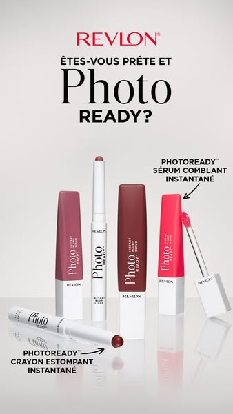 This ad is showcasing a range of Revlon Photo Ready makeup products.