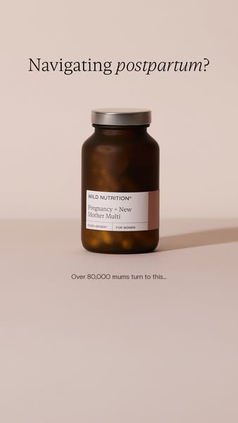 This image ad for Wild Nutrition features a bottle of Pregnancy + New Mother Multi. The ad is designed to attract people