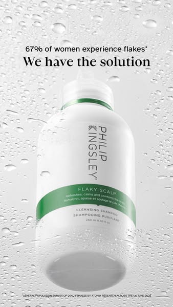 This ad highlights the prevalence of flaky scalps among women and offers a solution in the form of Philip Kingsley's