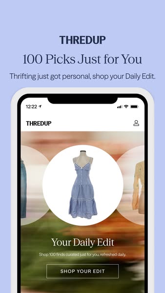 This ad promotes ThredUp's Daily Edit and personalized thrifting experience.