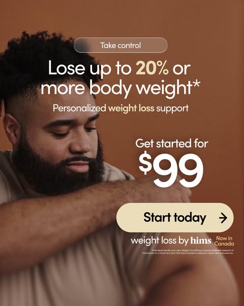 The image ad promotes hims' weight loss products. It targets men interested in weight loss and highlights that they 