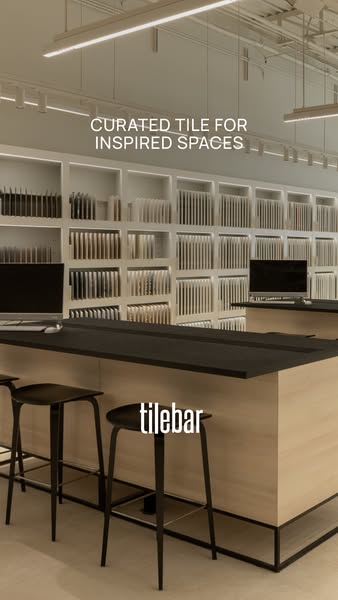 This image ad by Tilebar showcases an aesthetically pleasing tile selection and consultation space.