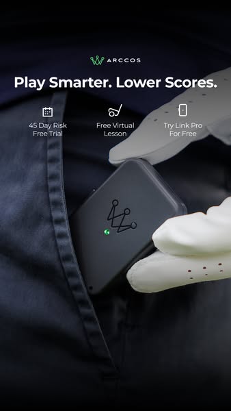 This image ad for Arccos promotes the brand's golf performance tracking system. The ad highlights the benefits of us