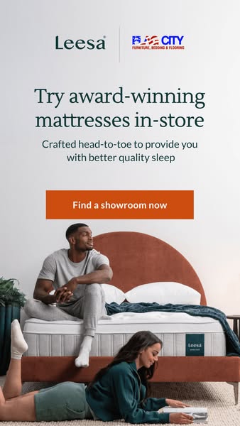 This ad features the Leesa brand, with the objective of driving traffic to their retail showroom via Big City Furniture