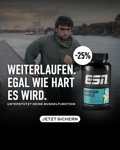 This ad features an image of a man running outdoors next to a container of Elite Sports Nutrition magnesium supplement,