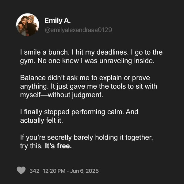 This ad is made to look like a social media post from a customer named Emily, who has found help from the product. Emily