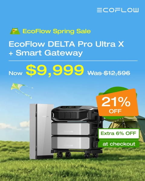 This is an image ad for the EcoFlow DELTA Pro Ultra X + Smart Gateway. The ad shows the EcoFlow DELTA Pro Ultra X + Smar