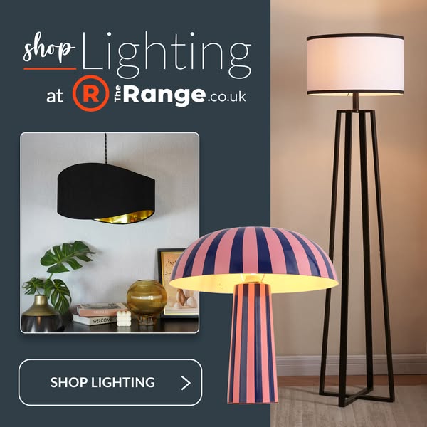 This ad for The Range promotes their lighting products. The ad features three different styles of lighting, including a 