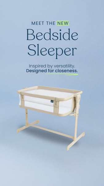 This ad features a bedside sleeper in a blue-toned image. The ad highlights the versatility and closeness the bedside sl