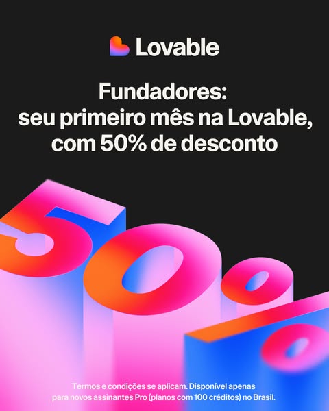 Ad for Lovable promoting a 50% discount for founders on their first month.