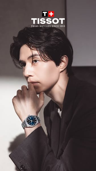 This ad features a single static image of a model wearing a Tissot watch. The visuals and tonality convey a sense of hig
