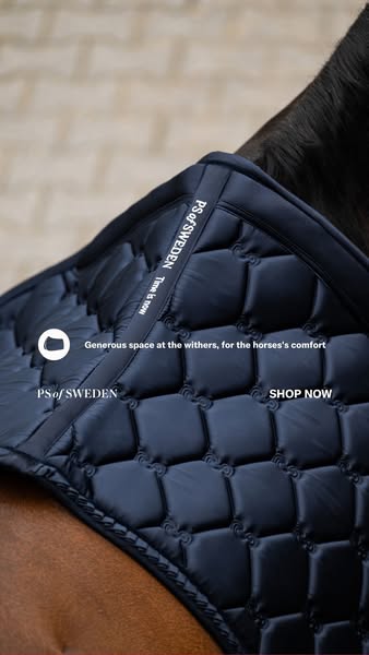 This image ad focuses on the features and benefits of the PS of Sweden saddle pad, specifically highlighting the generou