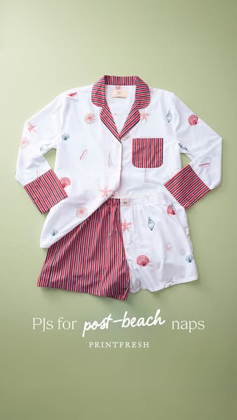 Image ad for Printfresh PJs for "post-beach naps."