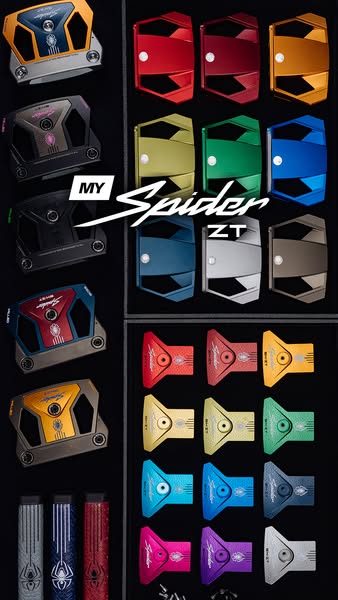 This ad showcases a variety of customizable MySpider ZT putters in different colors and finishes. The ad is likely targe