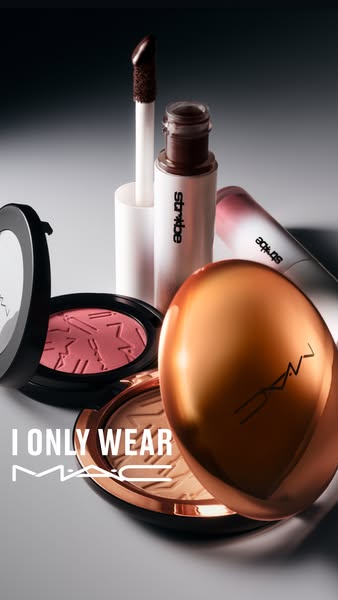 This ad features various MAC makeup products. The headline is "I ONLY WEAR MAC".