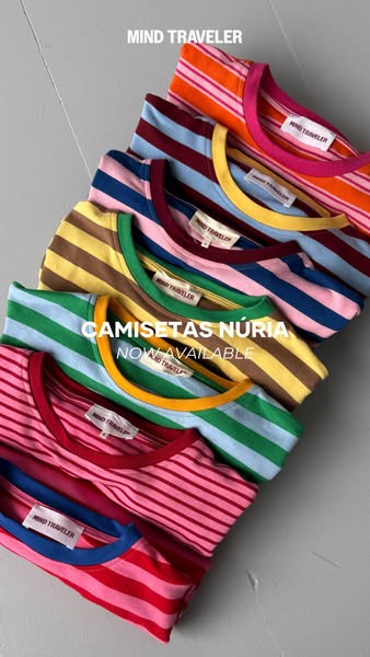 This ad showcases Mind Traveler's striped t-shirts, highlighting their availability and appealing design through a v