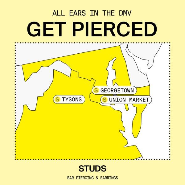This image ad by Studs uses a map of the DMV (DC, Maryland, and Virginia) area to highlight their Georgetown, Tysons, an