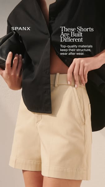 An image ad for Spanx promoting their brand of shorts. The ad features a model wearing the product with text that descri