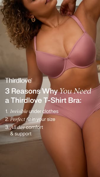 This ad for Thirdlove T-shirt bras highlights three key reasons why the viewer needs this product: invisibility under cl