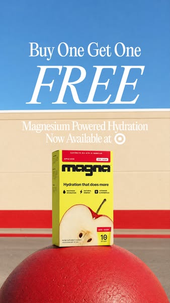 This ad for Magna hydration drink mix features a BOGO offer and highlights the product's key features and availabili