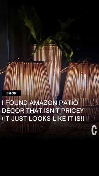 This ad showcases affordable patio decor found on Amazon, emphasizing its stylish appearance despite its low price.