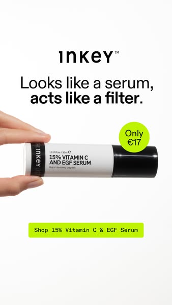 This ad for Inkey List features their 15% Vitamin C and EGF Serum. The ad highlights the product's ability to act li