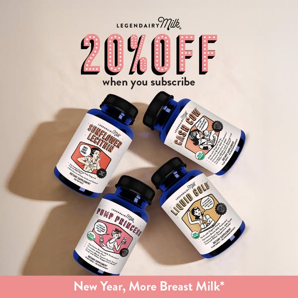 This image ad from Legendairy Milk promotes a 20% off discount when you subscribe to their products. The ad features fou