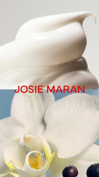 This image ad features a close up of Josie Maran body butter and an orchid.