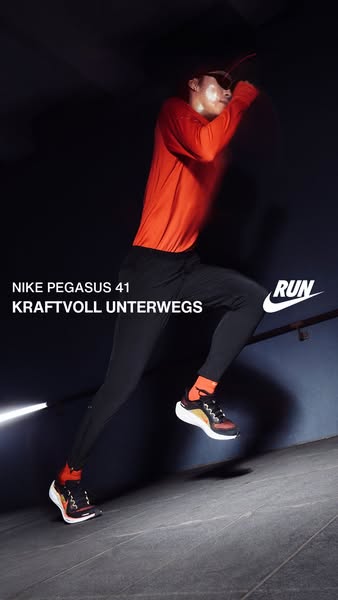 This ad showcases the Nike Pegasus 41 running shoes, highlighting their design and suitability for running. The ad featu